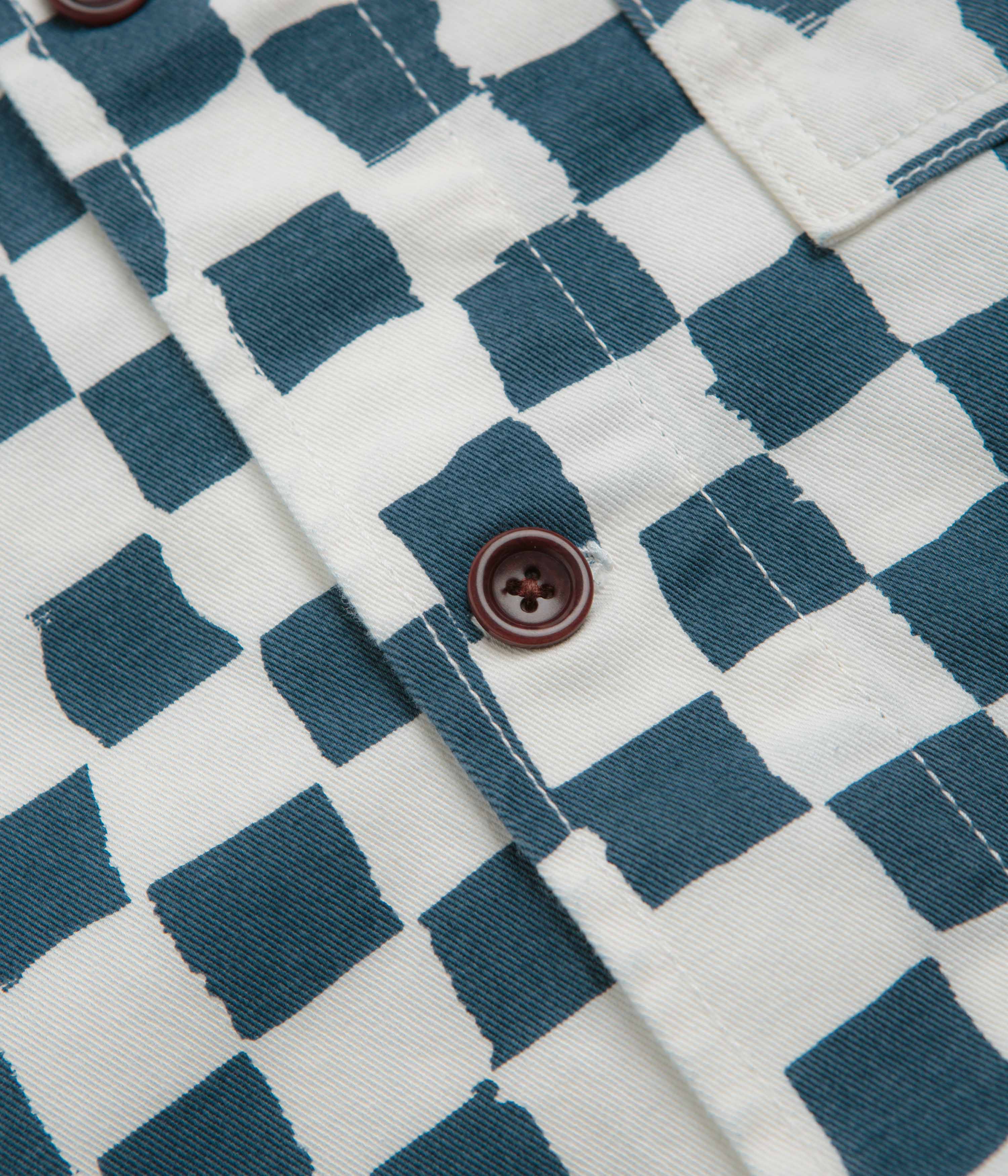 Service Works Drill Printed FOH Jacket - Teal Checker - Image 3