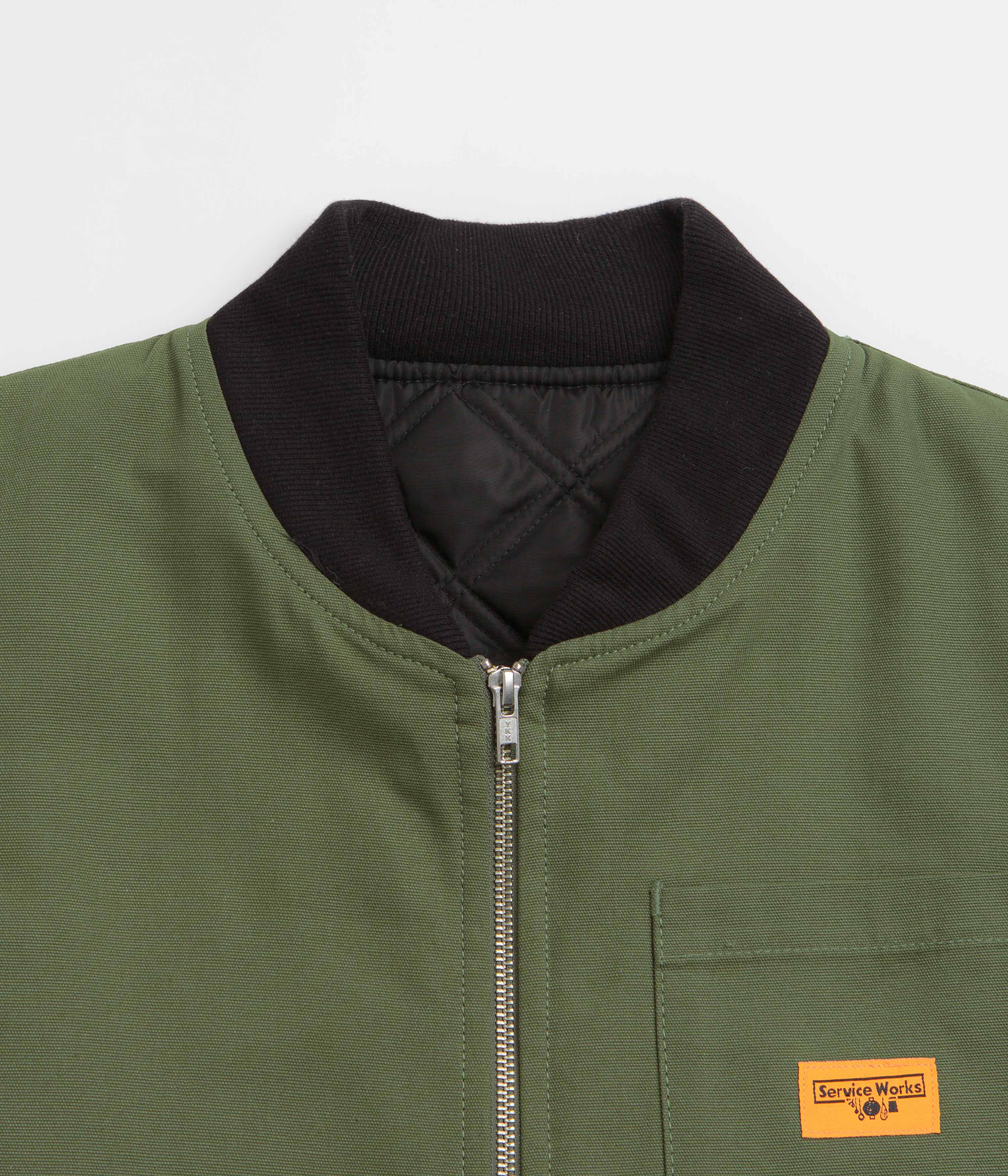 Service Works Padded Work Vest Jacket - Olive - Image 3