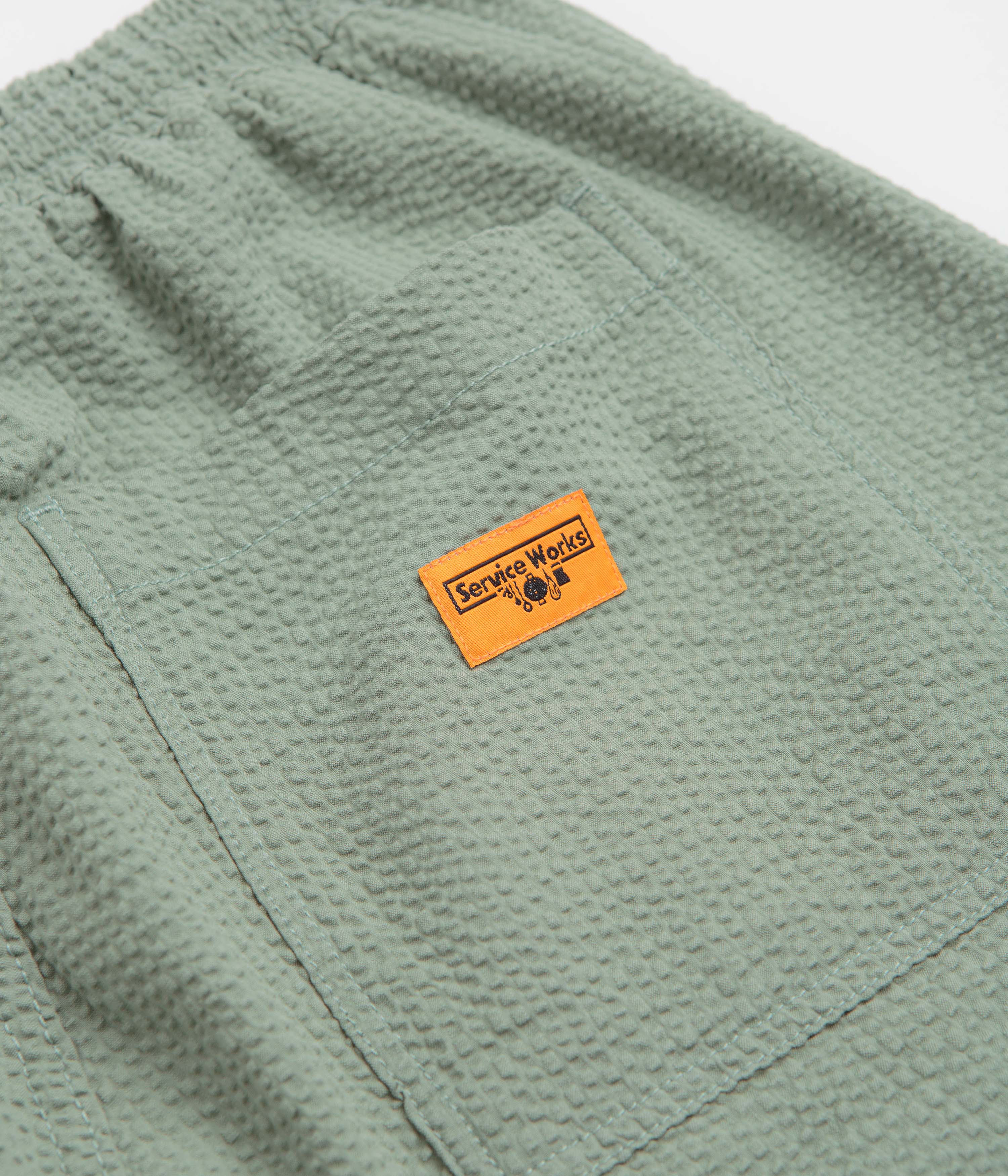 Service Works Seersucker Chef Shorts - Sage - Image 6