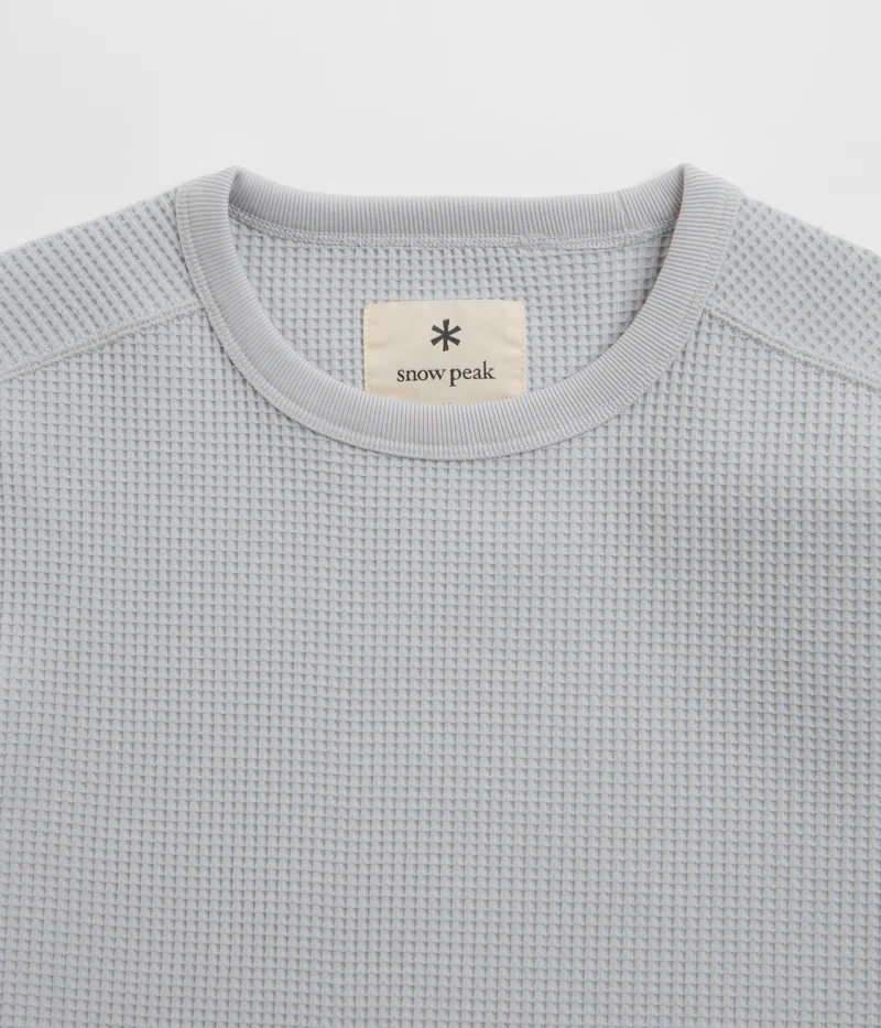 Snow Peak Dry Waffle Long Sleeve T-Shirt - Light Grey - Image 4