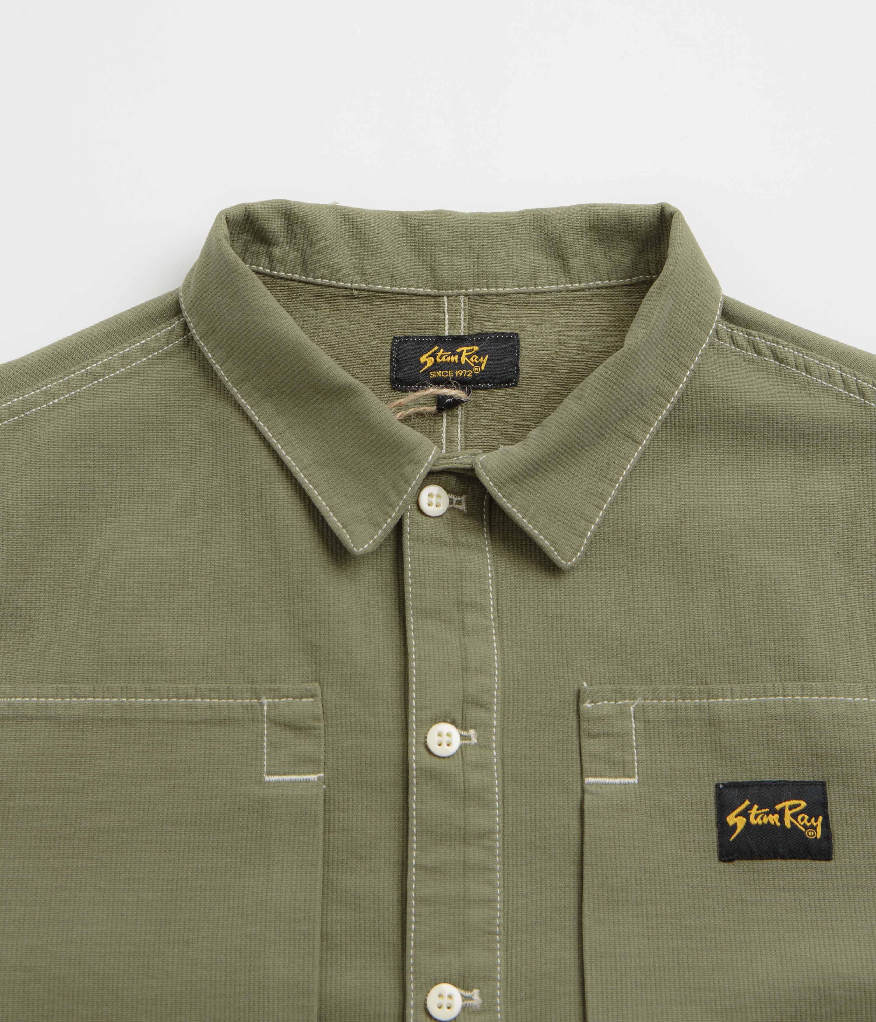 Stan Ray Painters Pop Over Shirt - Olive Bedford Cord - Image 2