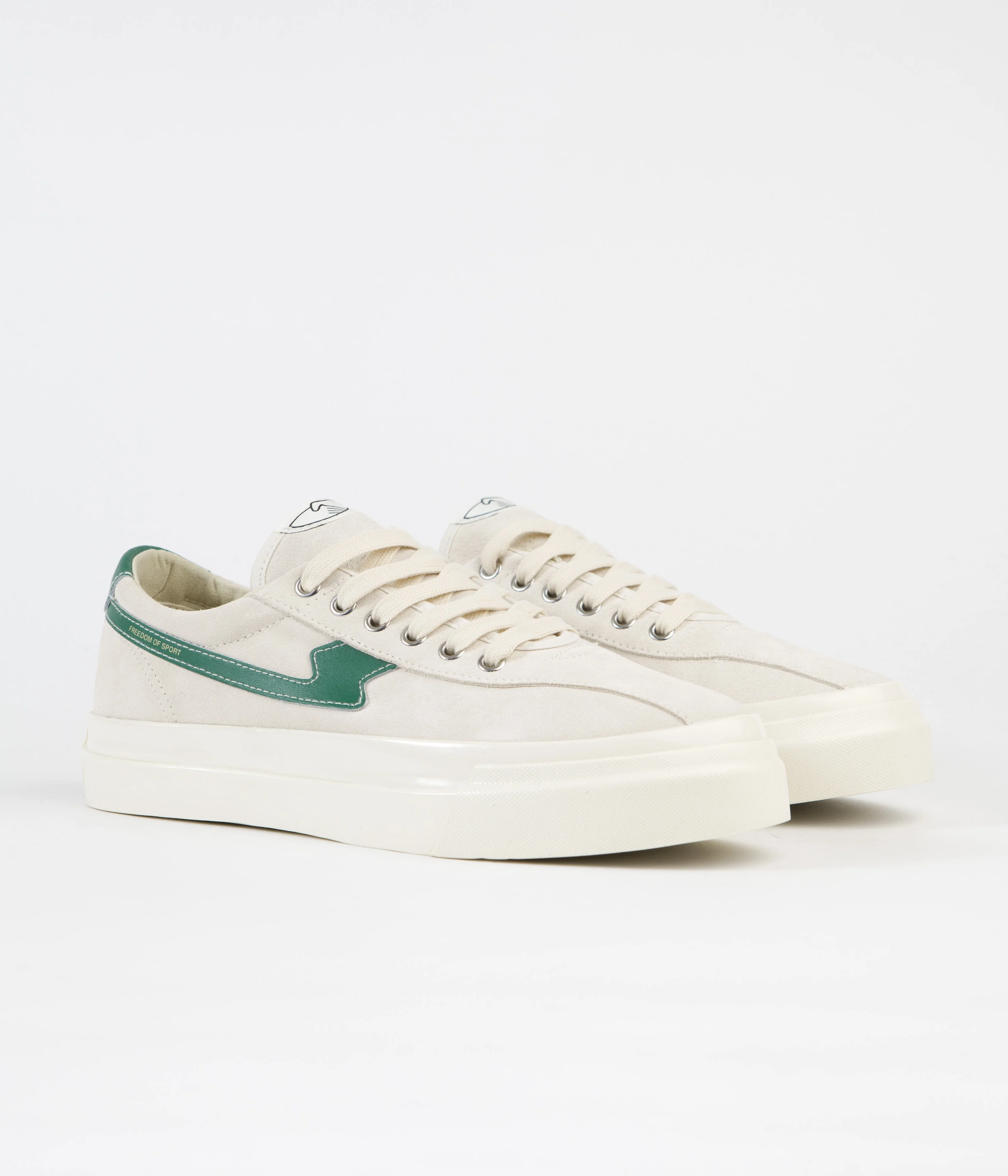 Stepney Workers Club Dellow S-Strike Suede Shoes - Ecru / Green - Image 2
