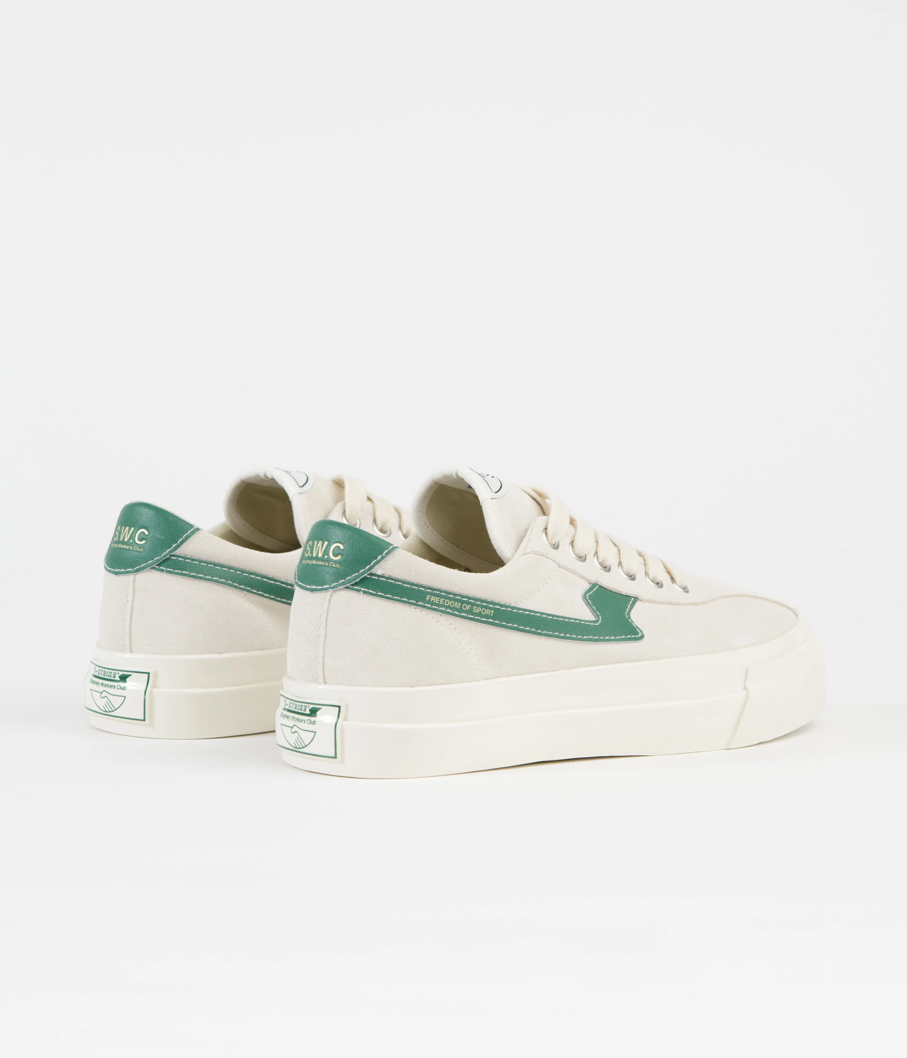Stepney Workers Club Dellow S-Strike Suede Shoes - Ecru / Green - Image 4