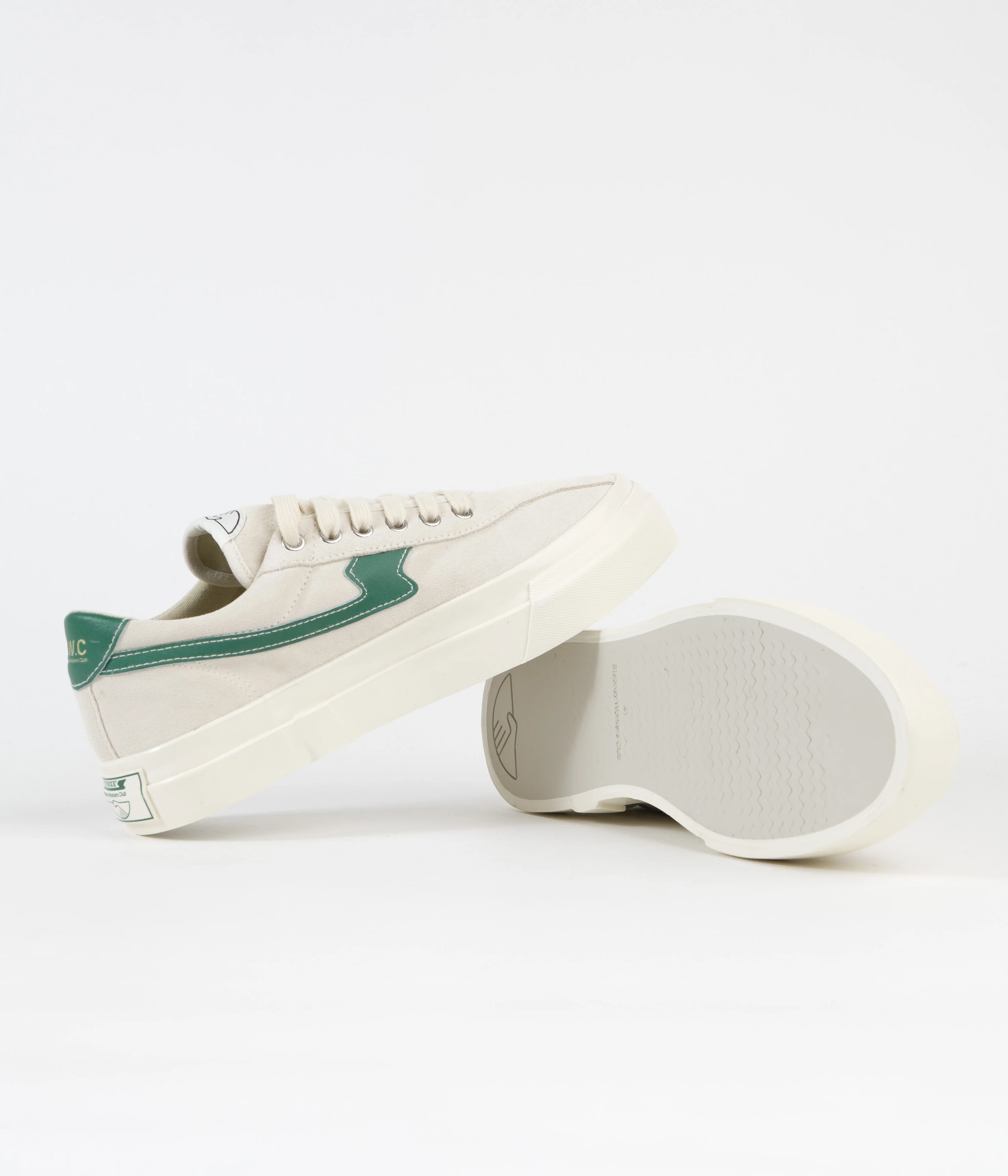 Stepney Workers Club Dellow S-Strike Suede Shoes - Ecru / Green - Image 5