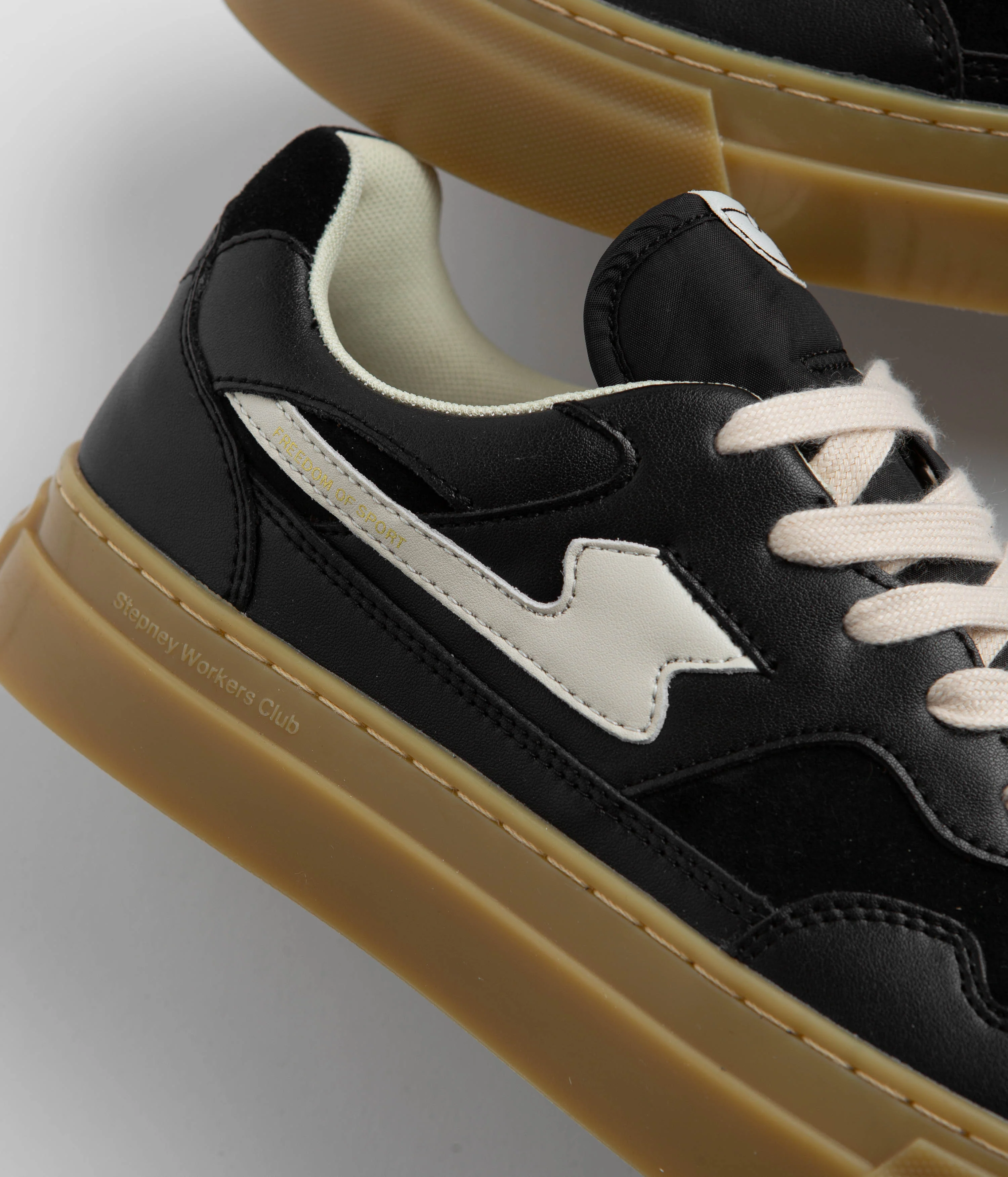 Stepney Workers Club Pearl S-Strike Leather Shoes - Black / Gum - Image 3
