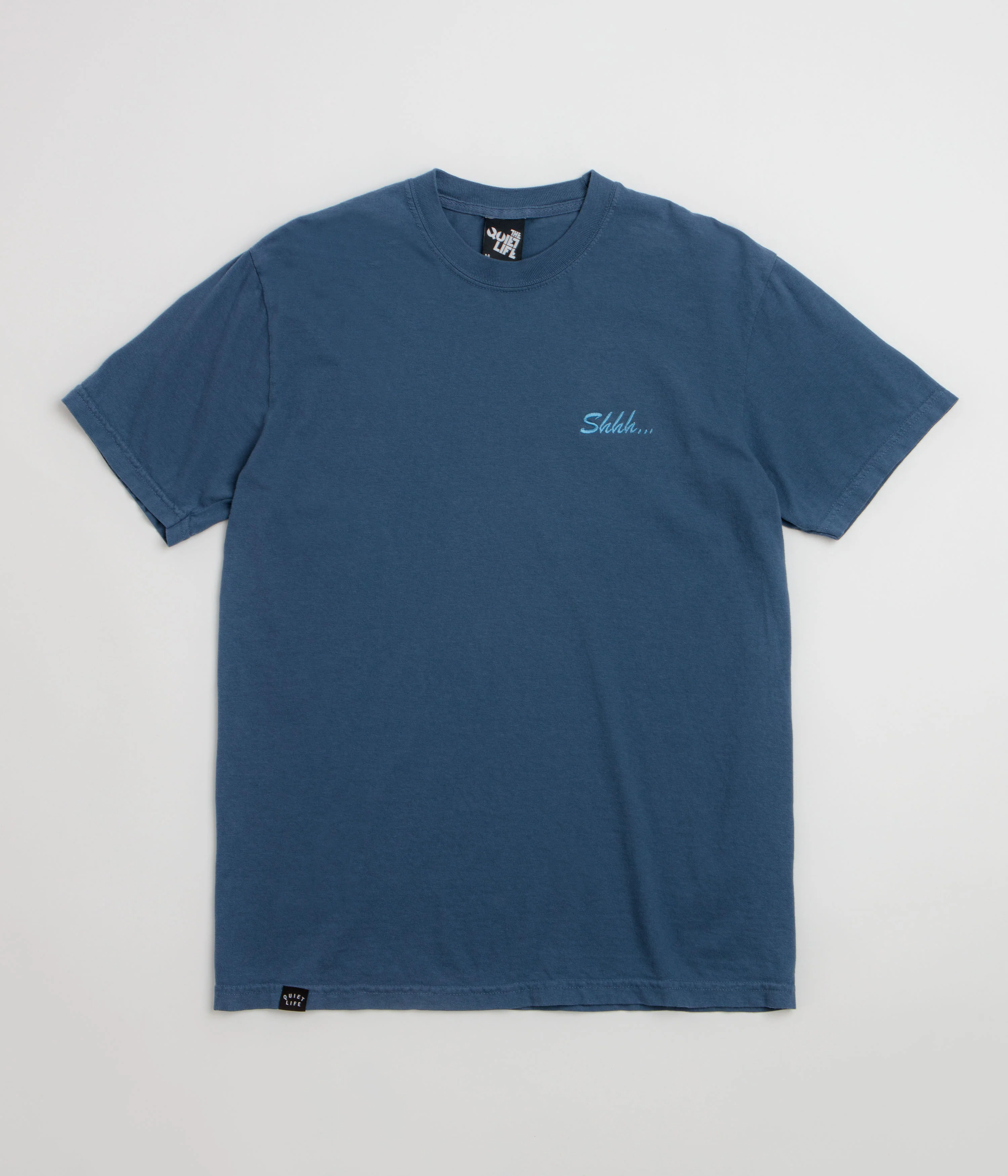 The Quiet Life Shhh Script Pigment Dye T-Shirt - Midnight Blue