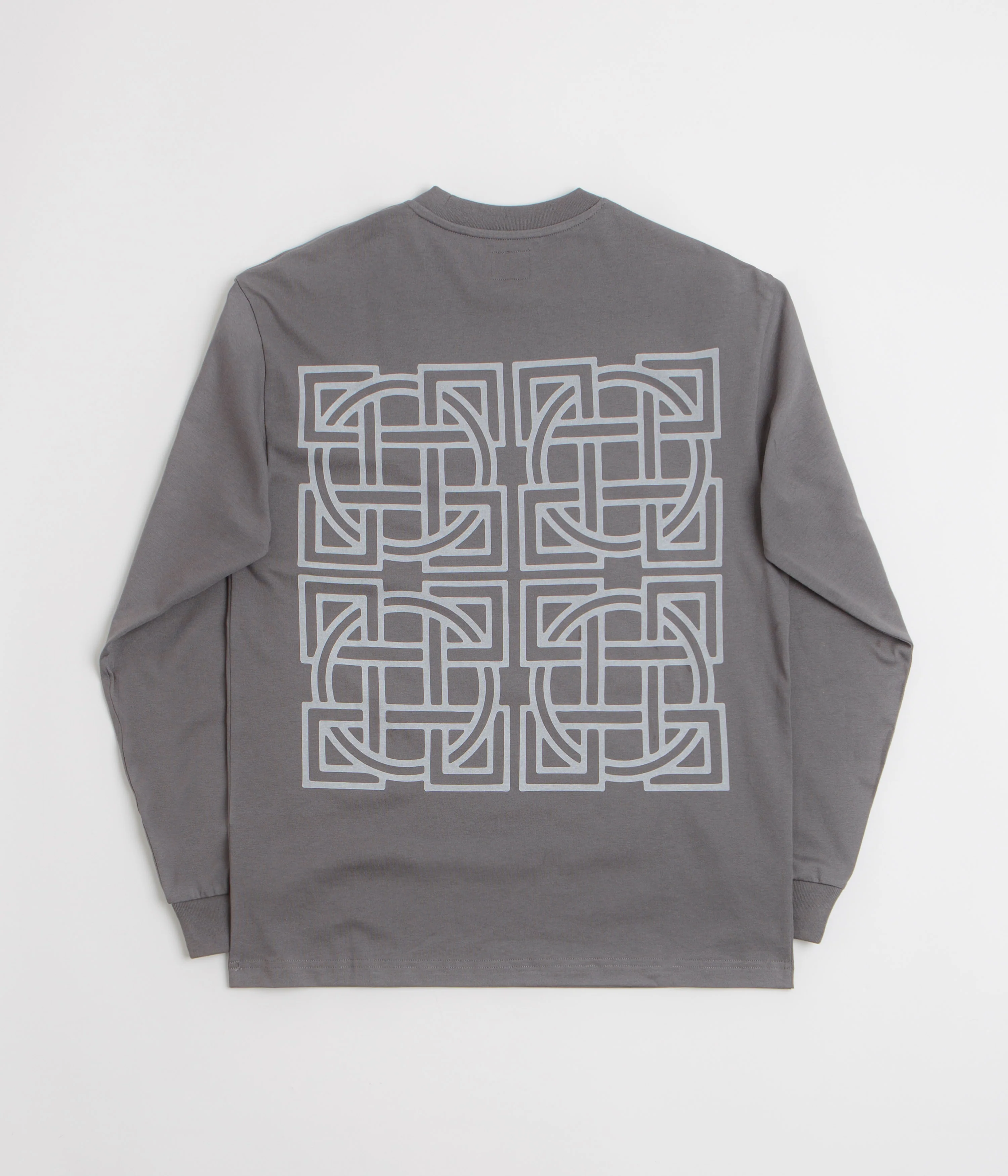 The Trilogy Tapes Cross Lattice Long Sleeve T-Shirt - Charcoal