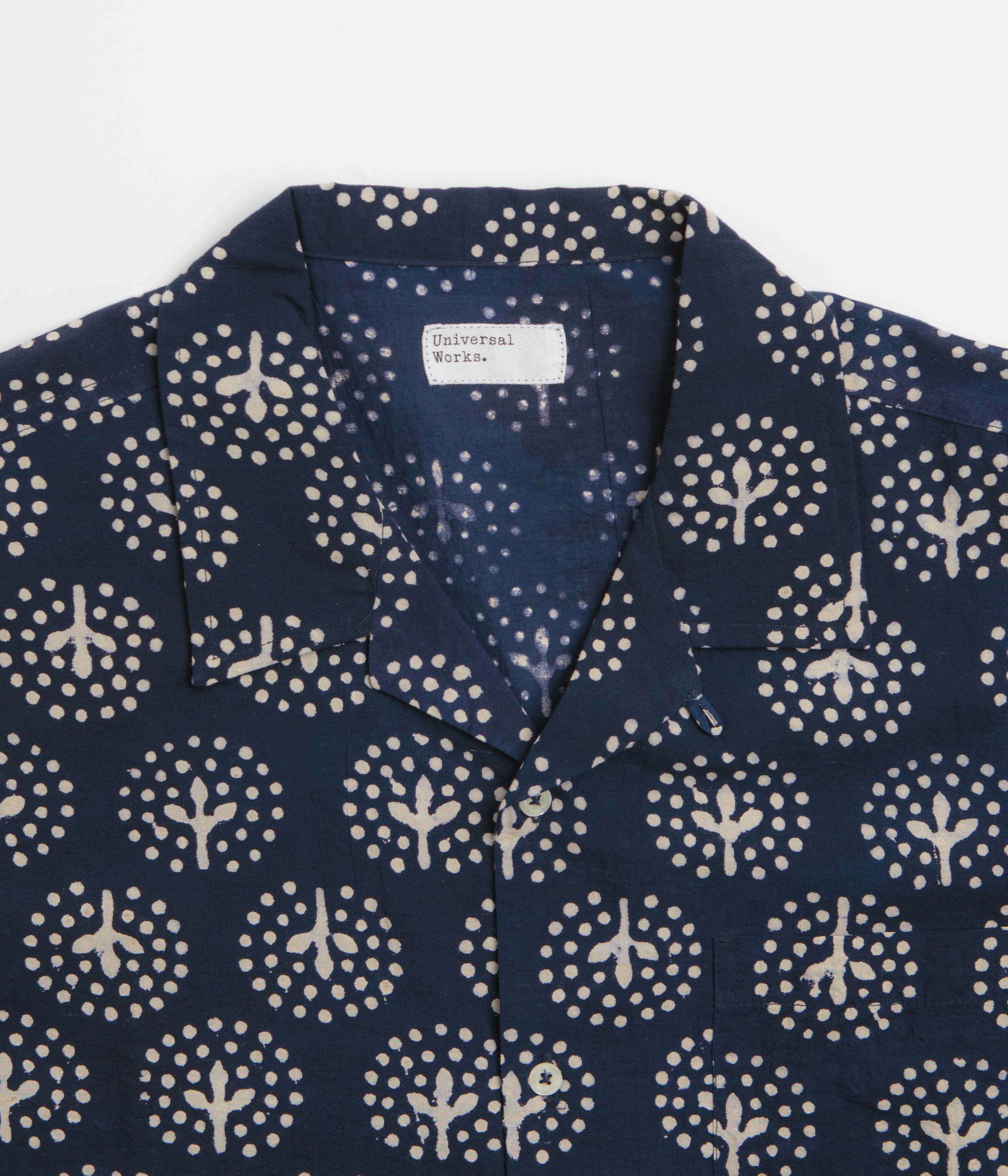 Universal Works Road Short Sleeve Shirt - Navy / Magic Circle - Image 2