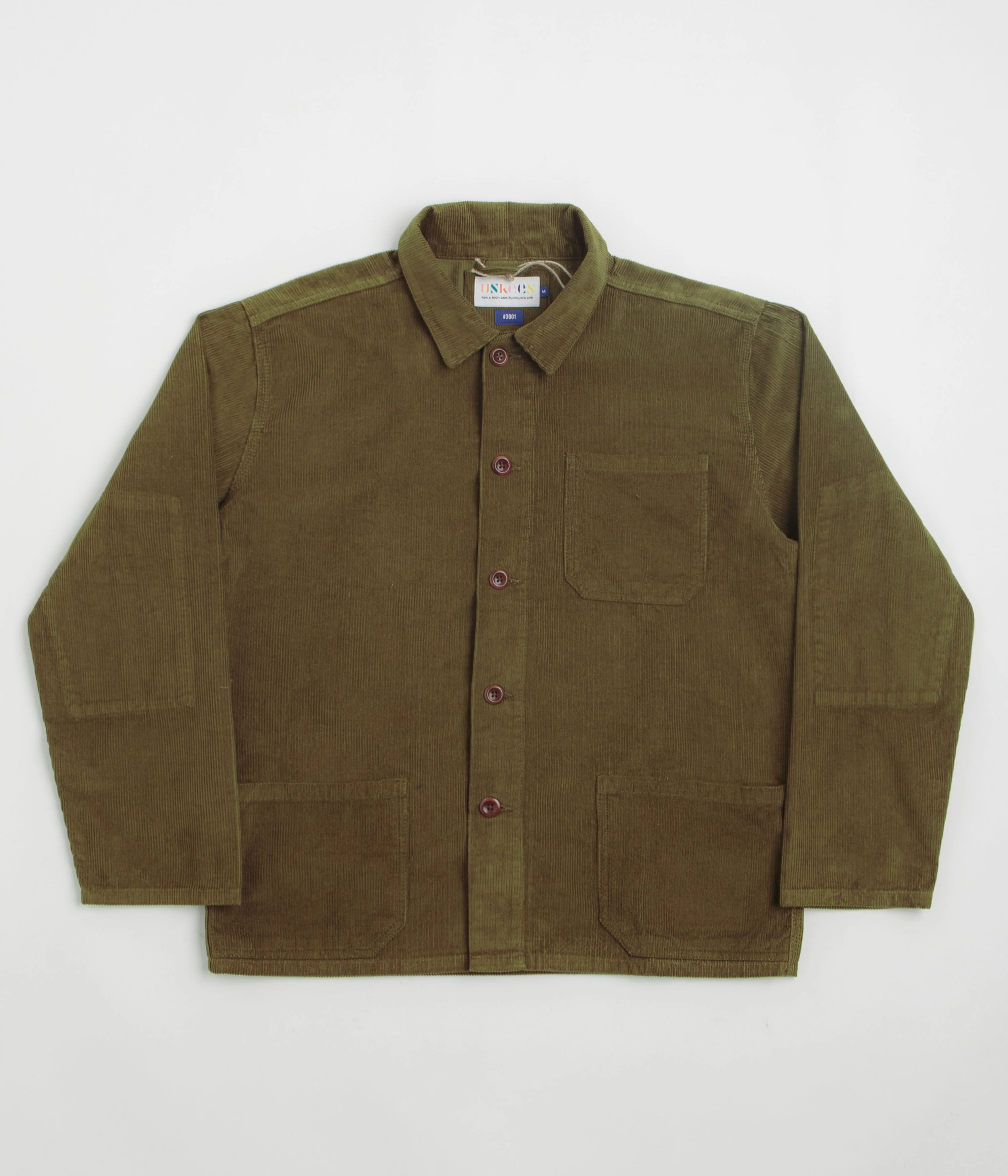 Uskees 3001 Cord Buttoned Overshirt - Woodland Green