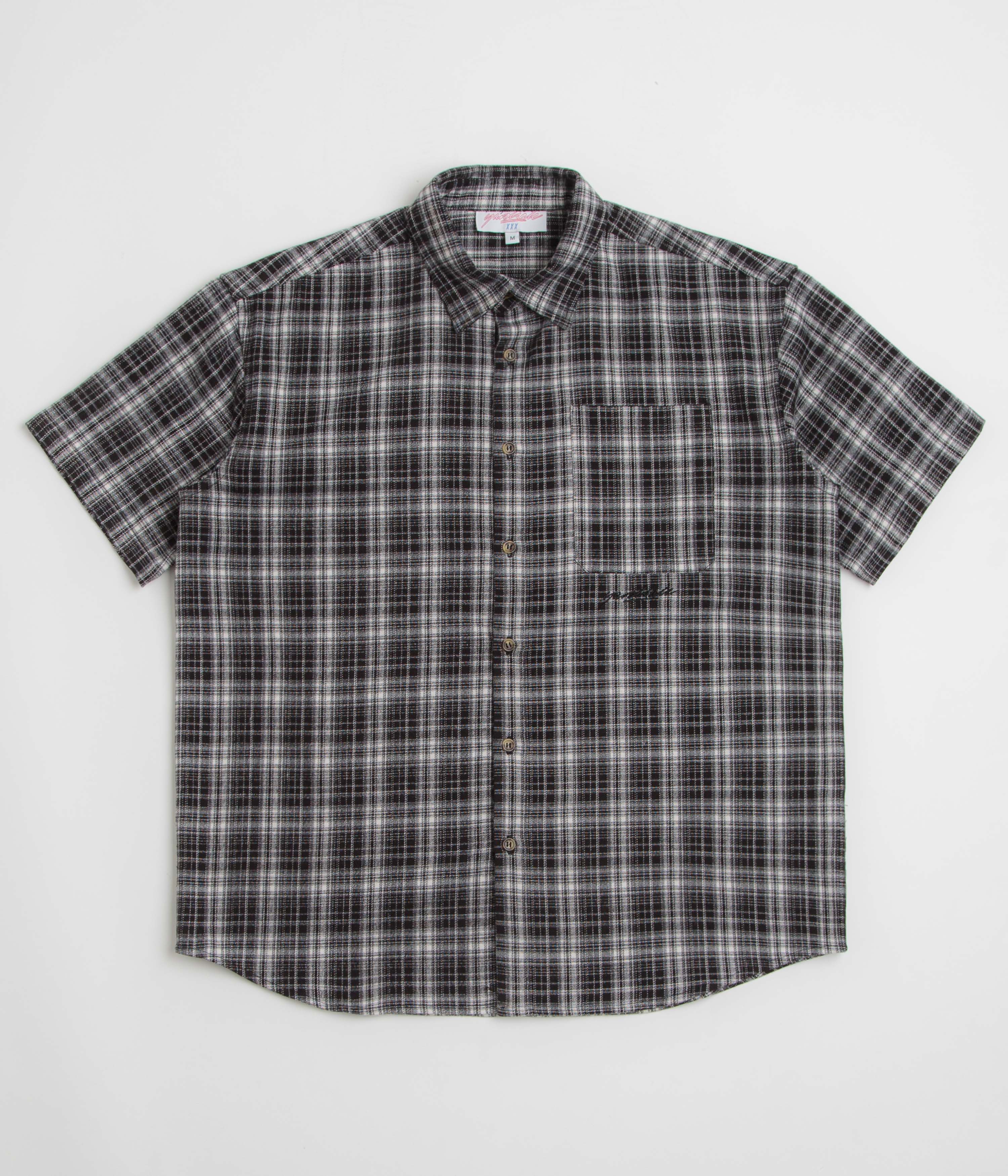 Yardsale Faded Plaid Short Sleeve Shirt - Black