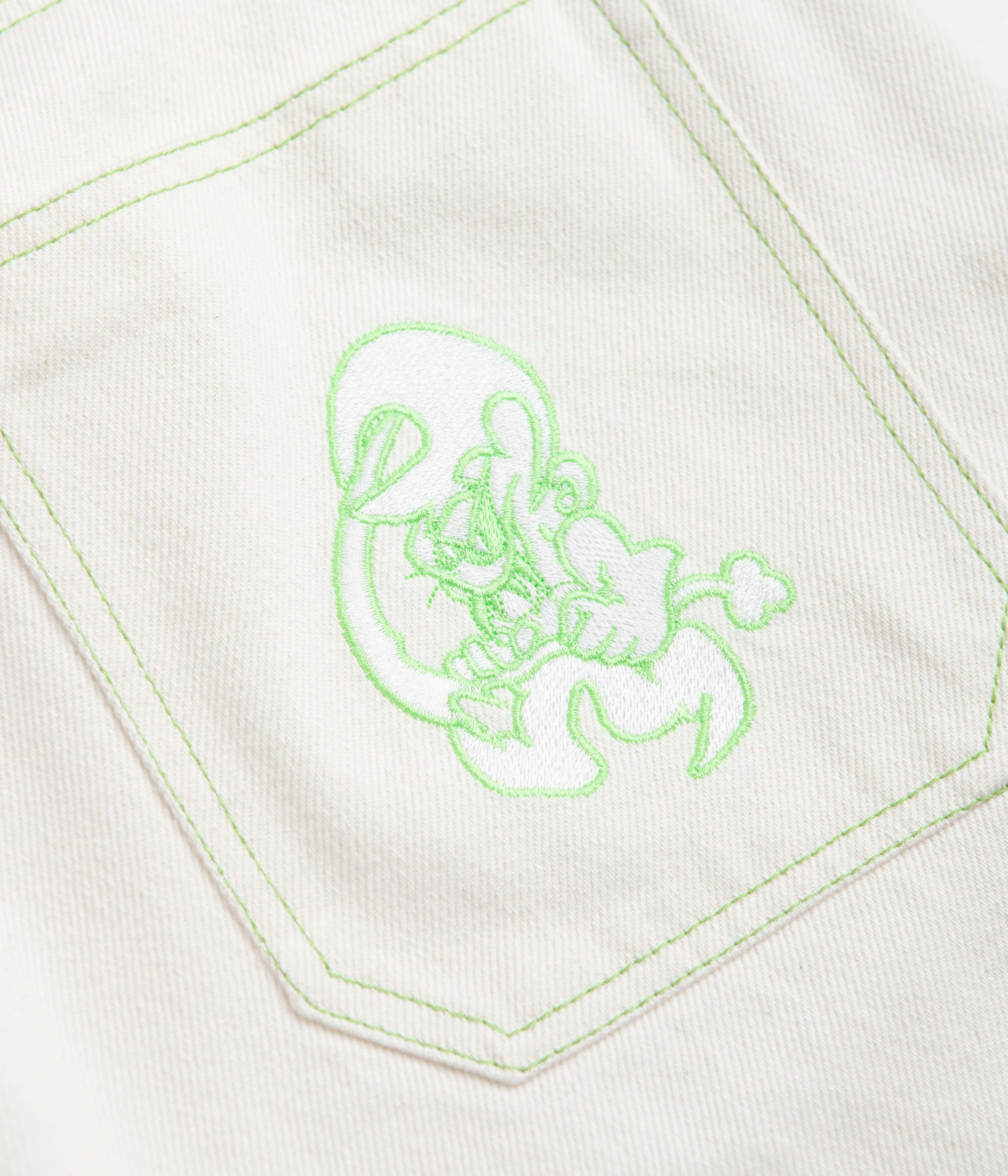 Yardsale Goblin Jeans - White / Green - Image 8